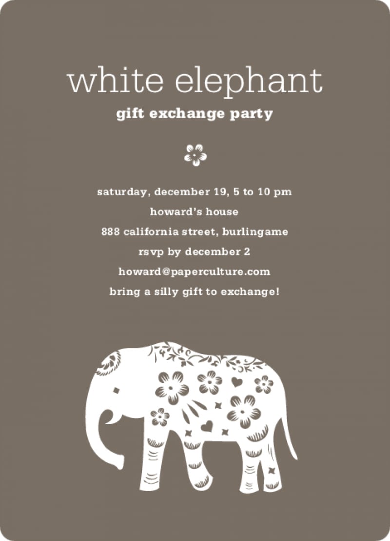 White Elephant Party Invitations â Gangcraft Net